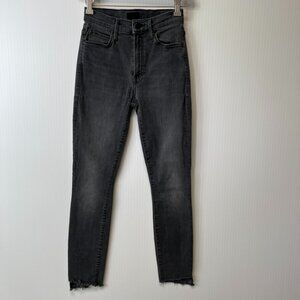 Mother Jean Women 24 Stunner Zip Ankle Step Fray Mid 23x26 Gray Denim Core Go